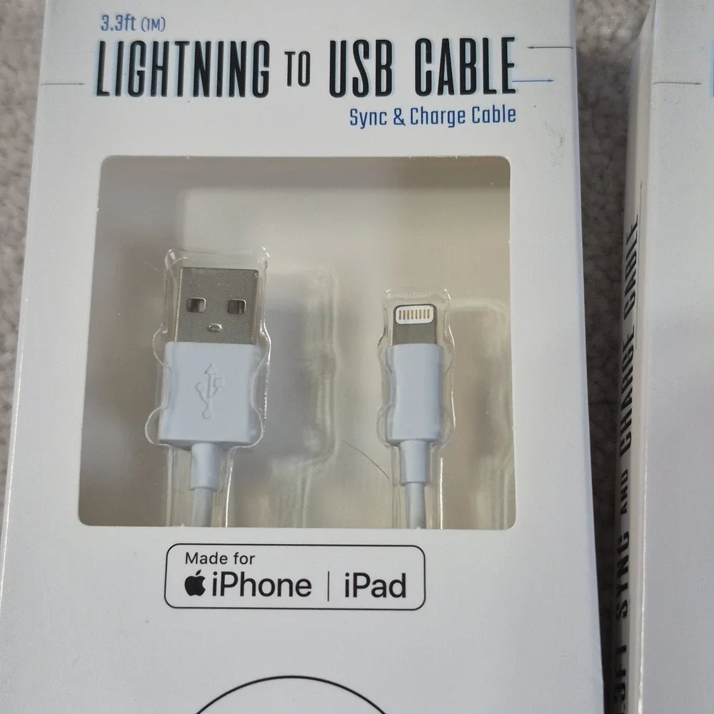 2 Mobilsmart iphone & ipad Charging Cable Sync Charge 3.3ft Lighting To USB New